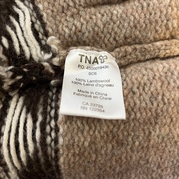 TNA Aritzia Tan Cowichan 100% Lambswool Zip Up Long Sleeves Sweater Cardigan - Picture 11 of 11